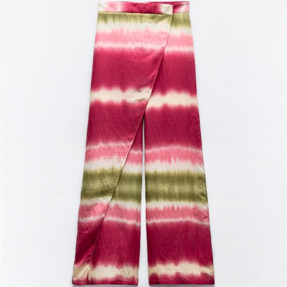 Zara, Red Gradient Tie Dye Wrap Pants Size Medium